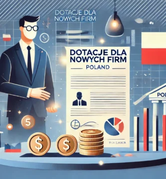 Obraz mężczyzny obok kontraktu z polską flagą i monetami wokół niego