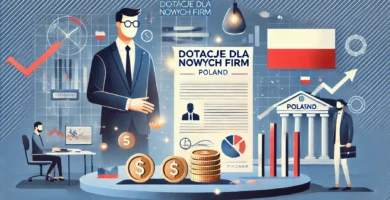 Obraz mężczyzny obok kontraktu z polską flagą i monetami wokół niego