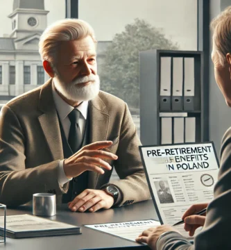 Zdjęcie starszego mężczyzny ubiegającego się o dotację w urzędzie rządowym.