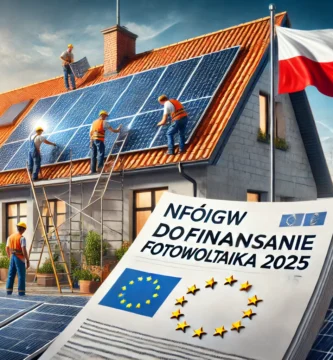 OBRAZ instalacji fotowoltaicznej z umową o dofinansowaniu obok
