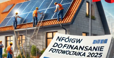 OBRAZ instalacji fotowoltaicznej z umową o dofinansowaniu obok