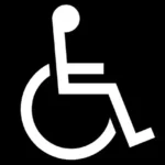Symbol osoby niepełnosprawnej na czarnym tle