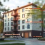 Obraz przedstawiający informację o dotacjach na remont mieszkań z rozmytym budynkiem w tle.