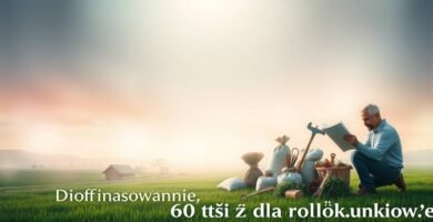 Obraz rolnika czytającego dokumenty na polu