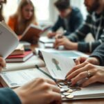 Zbliżenie grupy studentów w bibliotece