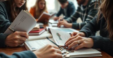 Zbliżenie grupy studentów w bibliotece