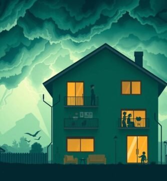 Obraz domu na jasnoniebieskim tle na płótnie