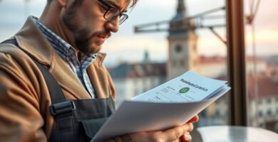 Obraz mężczyzny przeglądającego umowy