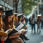 Zdjęcie przedstawiające dwóch uczniów z książkami na ulicy