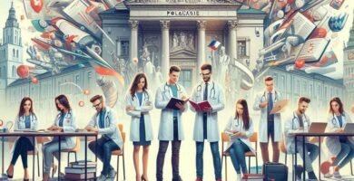 Zdjęcie grupy lekarzy na tle budynku rządowego